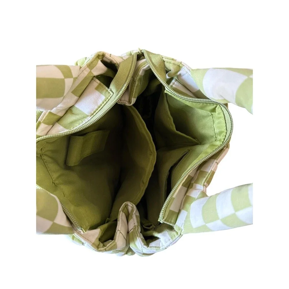 BEIS The Backpack Tote Play Date Green Check Convertible Diaper Bag